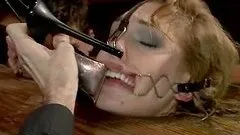 Pretty blonde girl gets tied up and fucked rough in public