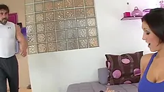 Sporty brunette with curvaceous body gets fucked on a fitness ball