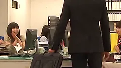Hot Japanese with Big Boobs Pleasing Her Boss's Cock in the Office