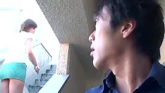 Busty Japanese skank sucks a cock before taking it in her snatch