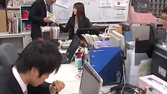 Crazy Japanese CEO is working naked with her colleagues