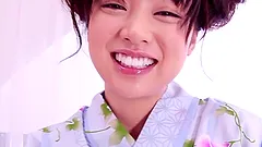 Horny Japanese in kimono working on her ass and sucks a cock