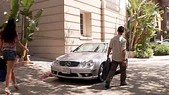 Busty brunette babe toys her vagina and gets pounded