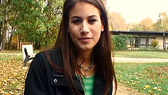 Janna sucks a cock in a park and takes it in her cute pussy