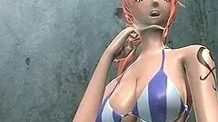 Slutty anime redhead blowing a large phallus