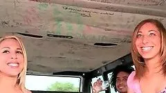Amateur girls riding the sex bus for hardcore fucking