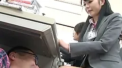 Slutty Japanese office girls get their tits massaged