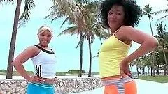 Teenage stunners flashing their sexy asses outdoor