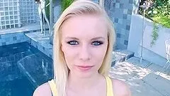 Poolside handjob story with a sizzling babe Elaina Raye