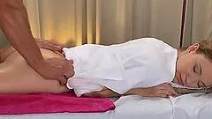 Slim cutie gets seduced and fucked by some lewd masseur