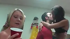 Nasty college girls drink and strip at a party