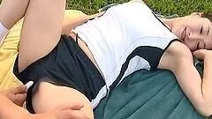 Mature couple getting their fuck on in the park