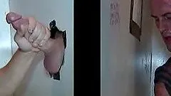 Straight guy getting a hot gay blowjob on gloryhole