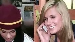 College boys attending a sex party with topless girls