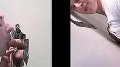 Gloryhole dick starved teen gay giving blowjob
