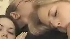 Two chicks give a blowjob to some dude in a homemade clip