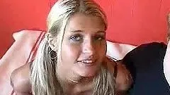 Blonde college girl with pigtails rides big hard cock