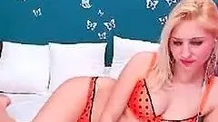Gorgeous blonde girl plays on cam