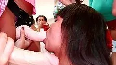 A few sexy chicsk take ride on cocks during a hot dorm party