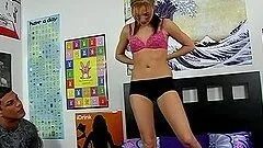 Cute teen loves playing with her twat and making him watch it