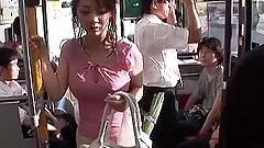 Shameless Japanese girl fucks in a bus on public