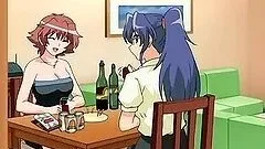 Anime hottie in glasses gets big tits teased in close-up