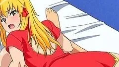 Big titted anime blonde drinks cum