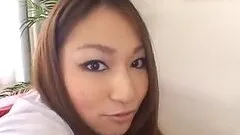 Cute Japanese girl enjoys toying her tight hairy pussy