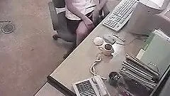 Slim office girl caught masturbating at her work place