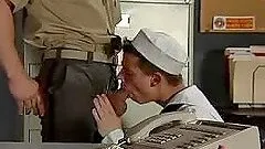 Two guys in military uniform have rough anal sex