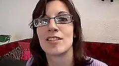 Gorgeous brunette in glasses loves fucking in the studio