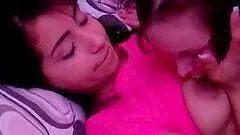 Lustful college sex doll enjoying lesbian oral sex