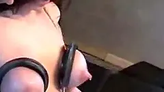 Lactation for a pain loving blondie getting her tits tied