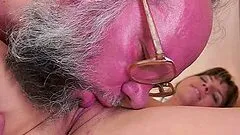 Old guy in glasses fucks amazing Doris Ivy on a bed