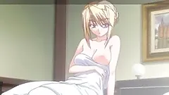 Anime chick wakes up in the morning and puts her bathrobe on