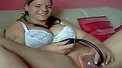 Kinky girl shows off her beef curtains and drills her vag with a toy