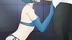 Anime cutie sucks and deepthroats a very long prick