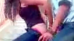 Long-haired brunette gets fucked from behind in homemade clip