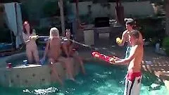 College babes fuck cock and pussy at outdoor orgy