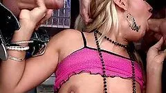 Sex addicted blonde girl gets fucked rough by two guys