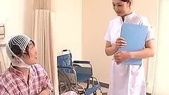Japanese nurse Akari Asagiri gives a blowjob to her patient