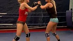 Laura Crystal and Michelle Moist fight and have lesbian fun on a ring