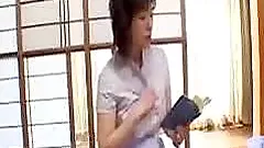Horny Japanese mature lady fucks her son's friend