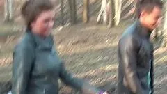 Busty girl gives a public blowjob and gets balled