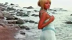 Blonde Beach Babe All Alone & Having Fun