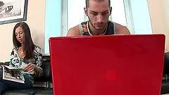 Slim and hot Anne gets fucked in both holes on the sofa