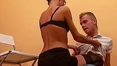 Skinny Chick With Glasses Gets Some Anal Probing