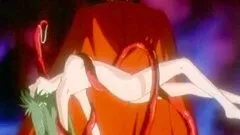 Cute hentai caught and poked by demon monster