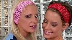 Sporty girls are entertaining each other's tight pussies