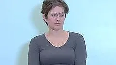 Dark-haired milf strips and gets her pussy fucked from behind